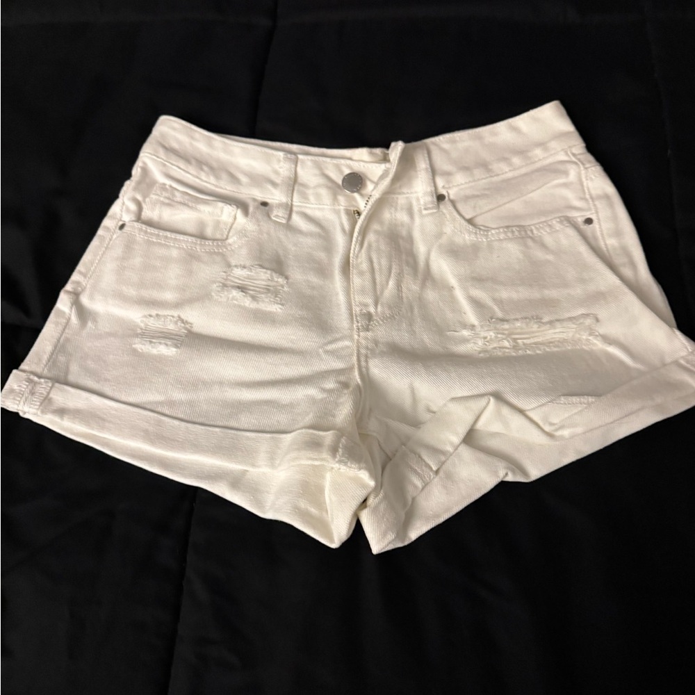 Women's Classic White Distressed Jean Shorts